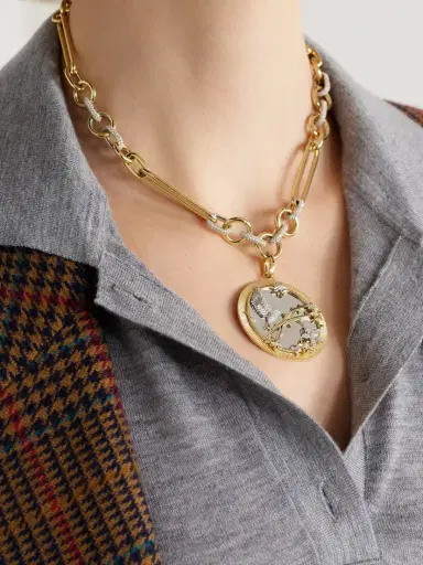 Foundrae Resilience Mixed 18-karat Yellow And White Gold Diamond Necklace | Thumbnail 5