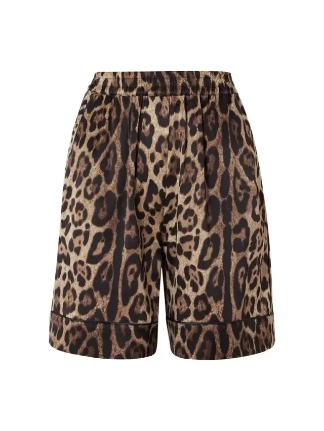 Leopard-print Silk-blend Satin Shorts