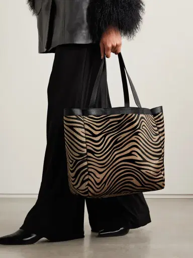 Nili Lotan Loren Medium Textured-leather Trimmed Zebra-print Calf Hair Tote | Thumbnail 2 Nili Lotan Loren Medium Textured-leather Trimmed Zebra-print Calf Hair Tote | Thumbnail 2