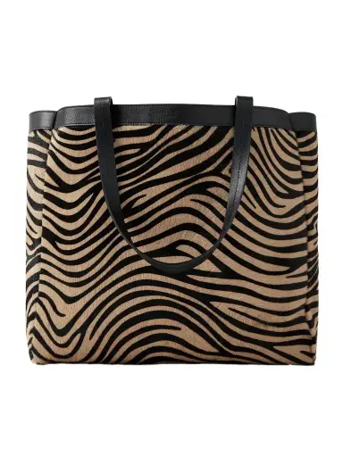 Nili Lotan Loren Medium Textured-leather Trimmed Zebra-print Calf Hair Tote | Thumbnail 1 Nili Lotan Loren Medium Textured-leather Trimmed Zebra-print Calf Hair Tote | Thumbnail 1
