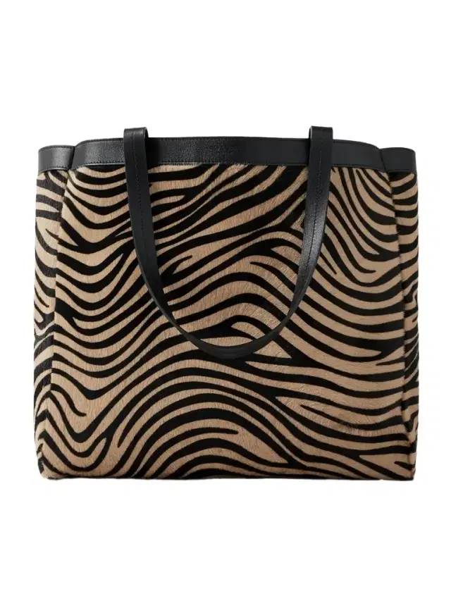 Loren Medium Textured-leather Trimmed Zebra-print Calf Hair Tote