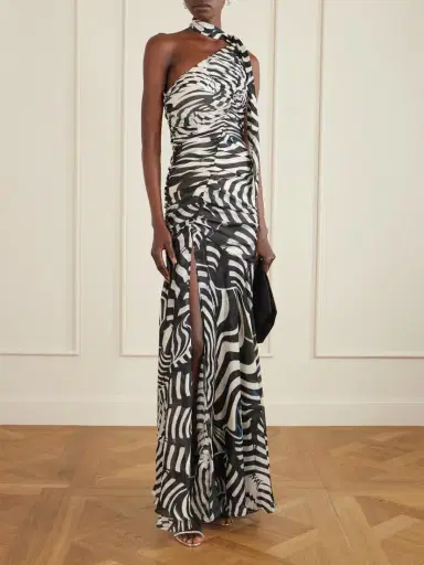 Mary Katrantzou Aliyah One-shoulder Zebra-print Chiffon Maxi Dress | Thumbnail 2 Mary Katrantzou Aliyah One-shoulder Zebra-print Chiffon Maxi Dress | Thumbnail 2