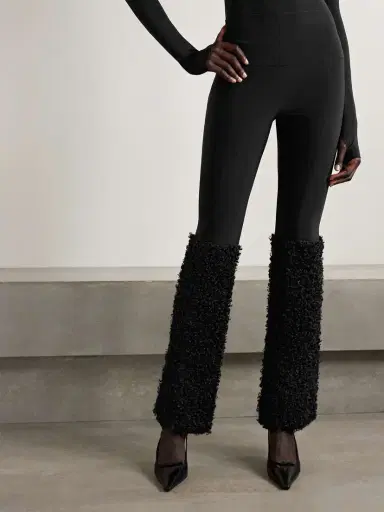 Norma Kamali Stretch-jersey And Chenille Flared Leggings | Thumbnail 3