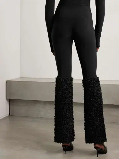 Norma Kamali Stretch-jersey And Chenille Flared Leggings | Thumbnail 4