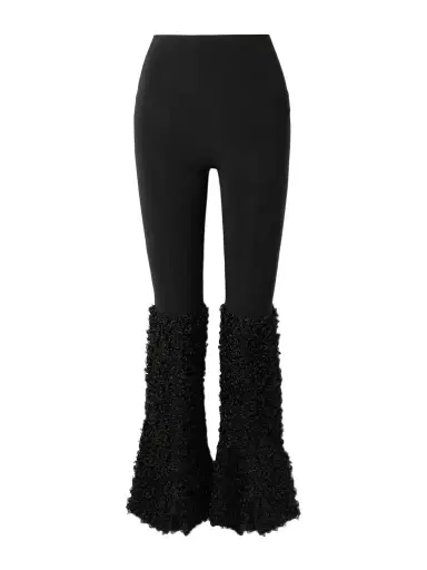 Norma Kamali Stretch-jersey And Chenille Flared Leggings | Thumbnail 1