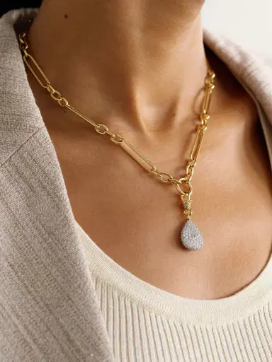 Lucy Delius Pear Pocket Watch Rhodium-plated 14-karat Gold Diamond Charm | Thumbnail 2 Lucy Delius Pear Pocket Watch Rhodium-plated 14-karat Gold Diamond Charm | Thumbnail 2