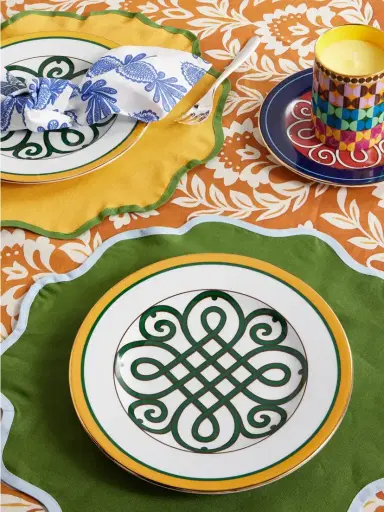 La DoubleJ Set Of Two Gold-plated Painted Porcelain Dinner Plates | Thumbnail 2