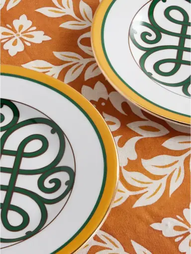 La DoubleJ Set Of Two Gold-plated Painted Porcelain Dinner Plates | Thumbnail 3