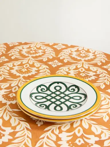 La DoubleJ Set Of Two Gold-plated Painted Porcelain Dinner Plates | Thumbnail 1