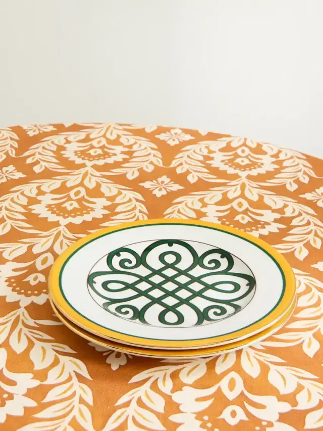 La DoubleJ Set Of Two Gold-plated Painted Porcelain Dinner Plates