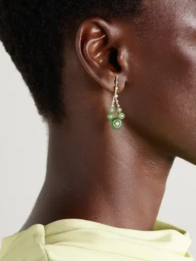 Fernando Jorge Gravity Small 18-karat Gold, Jade And Diamond Earrings | Thumbnail 2 Fernando Jorge Gravity Small 18-karat Gold, Jade And Diamond Earrings | Thumbnail 2