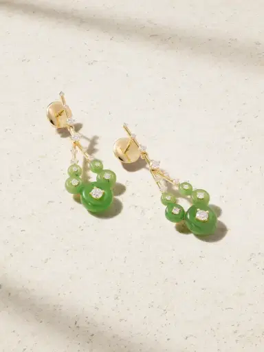 Fernando Jorge Gravity Small 18-karat Gold, Jade And Diamond Earrings | Thumbnail 1 Fernando Jorge Gravity Small 18-karat Gold, Jade And Diamond Earrings | Thumbnail 1