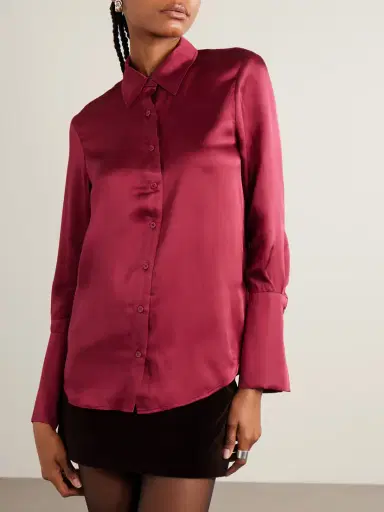 Anine Bing Amanda Silk-blend Satin Blouse | Thumbnail 3 Anine Bing Amanda Silk-blend Satin Blouse | Thumbnail 3