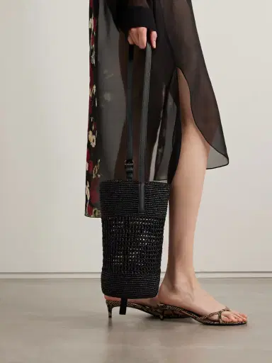 Khaite Billie Leather-trimmed Raffia Bucket Bag | Thumbnail 2 Khaite Billie Leather-trimmed Raffia Bucket Bag | Thumbnail 2