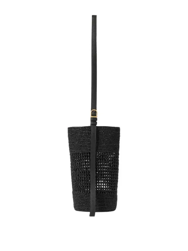 Billie Leather-trimmed Raffia Bucket Bag
