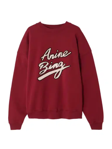 Anine Bing Miles Appliquéd Chenille-trimmed Cotton-jersey Sweatshirt | Thumbnail 1 Anine Bing Miles Appliquéd Chenille-trimmed Cotton-jersey Sweatshirt | Thumbnail 1