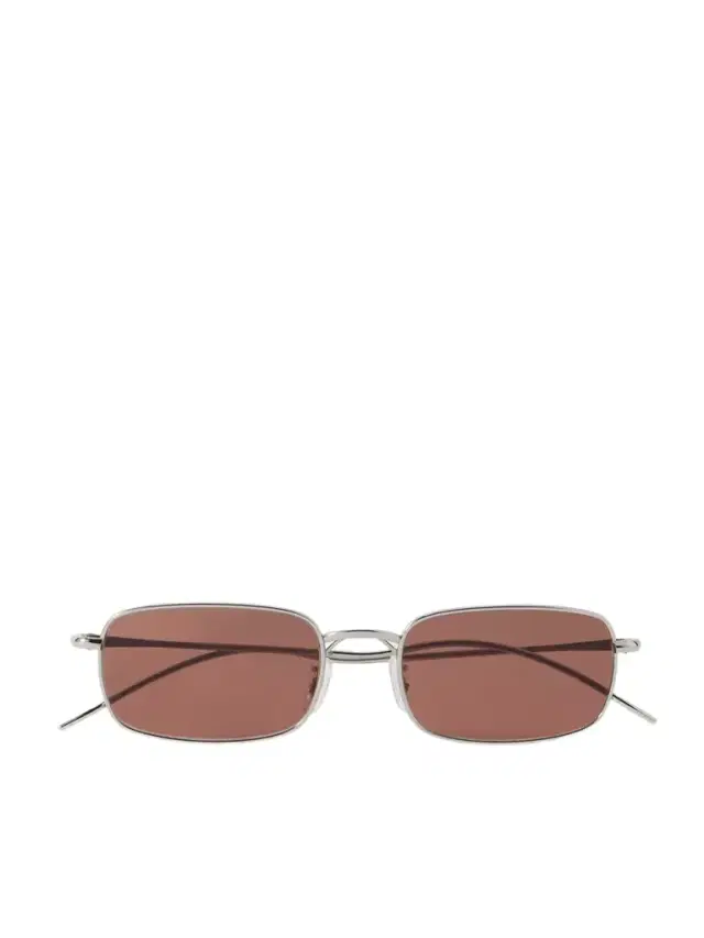Rectangle-frame Silver-tone Sunglasses