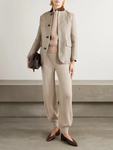 Loro Piana Plane Tree Ribbed Cashmere-blend Tapered Pants | Thumbnail 2 Loro Piana Plane Tree Ribbed Cashmere-blend Tapered Pants | Thumbnail 2