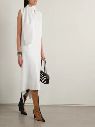 Khaite Loell Draped Duchesse-satin Midi Dress | Thumbnail 2