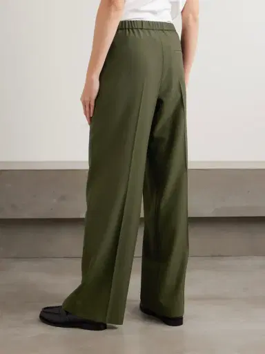 Loewe Leather-trimmed Pleated Grain De Poudre Wool Pants | Thumbnail 4 Loewe Leather-trimmed Pleated Grain De Poudre Wool Pants | Thumbnail 4