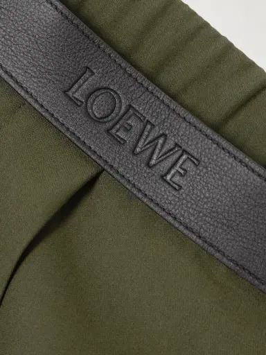 Loewe Leather-trimmed Pleated Grain De Poudre Wool Pants | Thumbnail 5 Loewe Leather-trimmed Pleated Grain De Poudre Wool Pants | Thumbnail 5