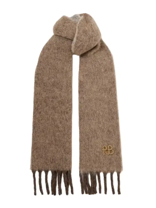 Appliquéd Fringed Knitted Scarf
