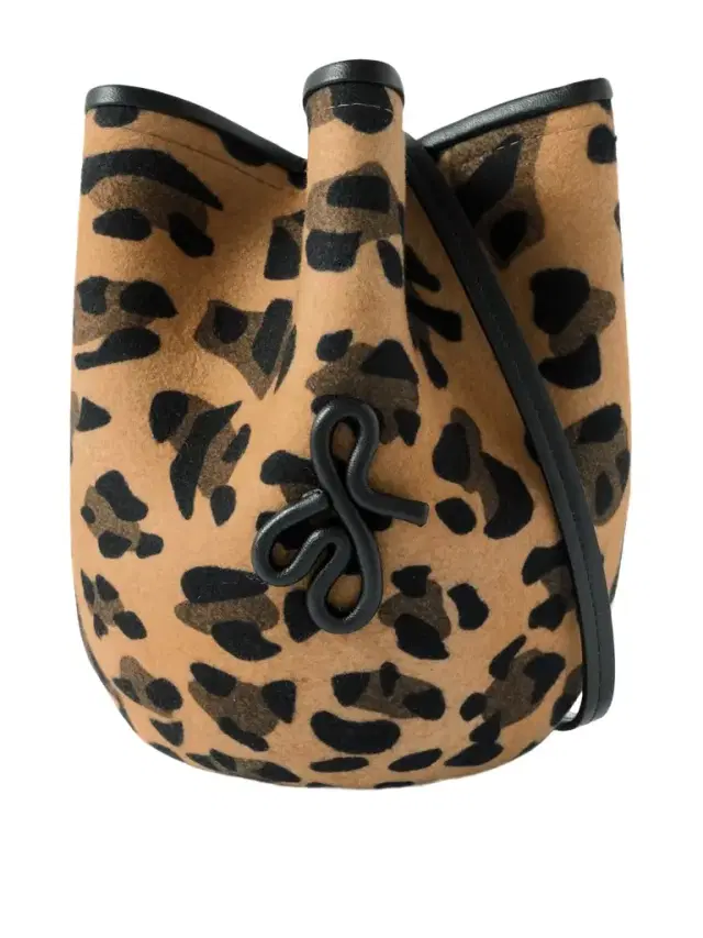 The Hatbag Convertible Leather-trimmed Leopard-print Wool-felt Shoulder Bag