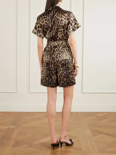 Dolce & Gabbana Belted Piped Leopard Print Silk-blend Satin Shirt | Thumbnail 3 Dolce & Gabbana Belted Piped Leopard Print Silk-blend Satin Shirt | Thumbnail 3