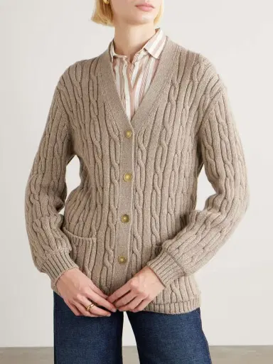 Loro Piana Cable-knit Cashmere-blend Cardigan | Thumbnail 3 Loro Piana Cable-knit Cashmere-blend Cardigan | Thumbnail 3