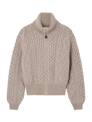 Loro Piana Eyre Cable-knit Cashmere Turtleneck Cardigan | Thumbnail 1