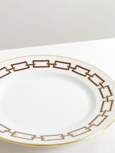 GINORI 1735 Catene Gold-plated Porcelain Dessert Plate | Thumbnail 3