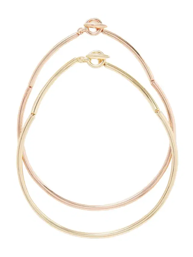 The Tubular Set Of Two Yellow And Rose Gold-tone Necklaces