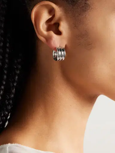 Roxanne Assoulin The Triple Tube Silver-tone Hoop Earrings | Thumbnail 2