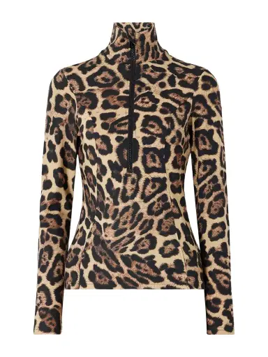 Goldbergh Leona Leopard-print Stretch Recycled-jersey Half-zip Top | Thumbnail 1 Goldbergh Leona Leopard-print Stretch Recycled-jersey Half-zip Top | Thumbnail 1