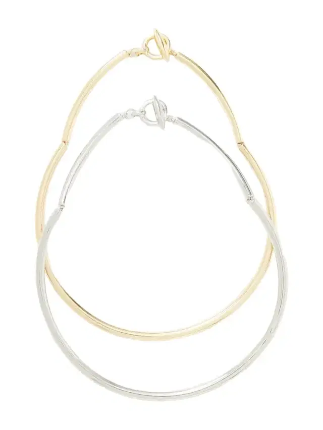The Tubular Set Of Two Gold And Silver-tone Necklaces