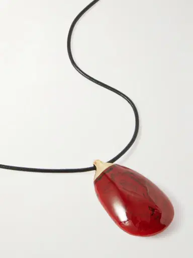 Dinosaur Designs River Rock Gold-plated, Resin And Leather Necklace | Thumbnail 4 Dinosaur Designs River Rock Gold-plated, Resin And Leather Necklace | Thumbnail 4