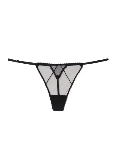 Kiki de Montparnasse Perle Embroidered Mesh Thong | Thumbnail 1 Kiki de Montparnasse Perle Embroidered Mesh Thong | Thumbnail 1