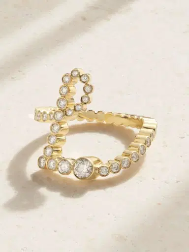 Sophie Bille Brahe Ensemble Letter 18-karat Gold Diamond Ring | Thumbnail 5