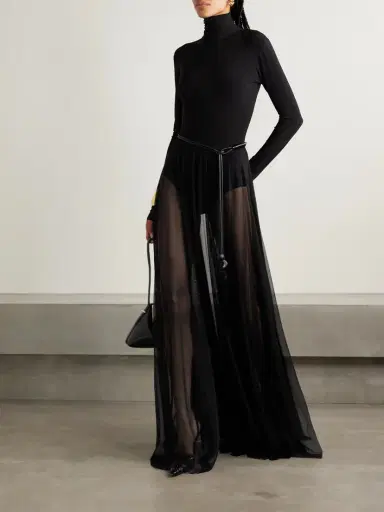 Norma Kamali Stretch-jersey And Mesh Turtleneck Gown | Thumbnail 2 Norma Kamali Stretch-jersey And Mesh Turtleneck Gown | Thumbnail 2