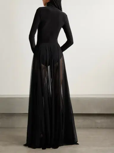 Norma Kamali Stretch-jersey And Mesh Turtleneck Gown | Thumbnail 4 Norma Kamali Stretch-jersey And Mesh Turtleneck Gown | Thumbnail 4