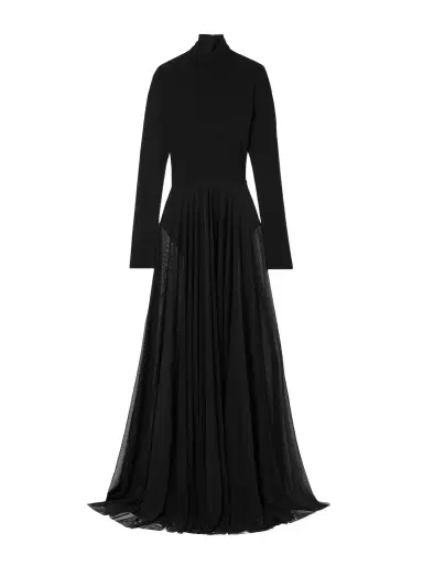 Norma Kamali Stretch-jersey And Mesh Turtleneck Gown | Thumbnail 1 Norma Kamali Stretch-jersey And Mesh Turtleneck Gown | Thumbnail 1