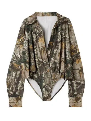 Norma Kamali Camouflage-print Stretch-jersey Bodysuit | Thumbnail 1