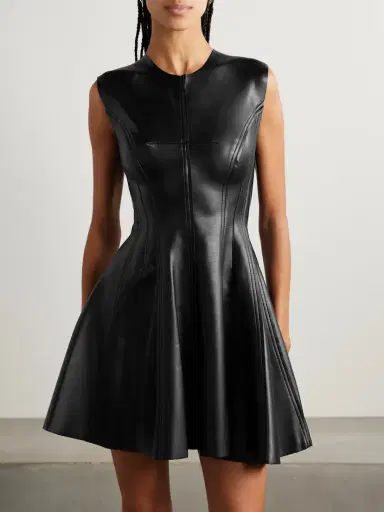 Norma Kamali Grace Paneled Vegan Mini Dress | Thumbnail 3