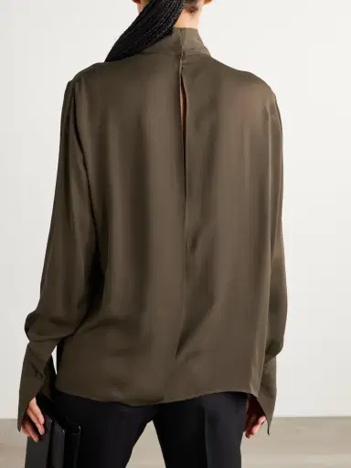 Tom Ford Cutout Draped Pleated Silk-georgette Blouse | Thumbnail 4 Tom Ford Cutout Draped Pleated Silk-georgette Blouse | Thumbnail 4