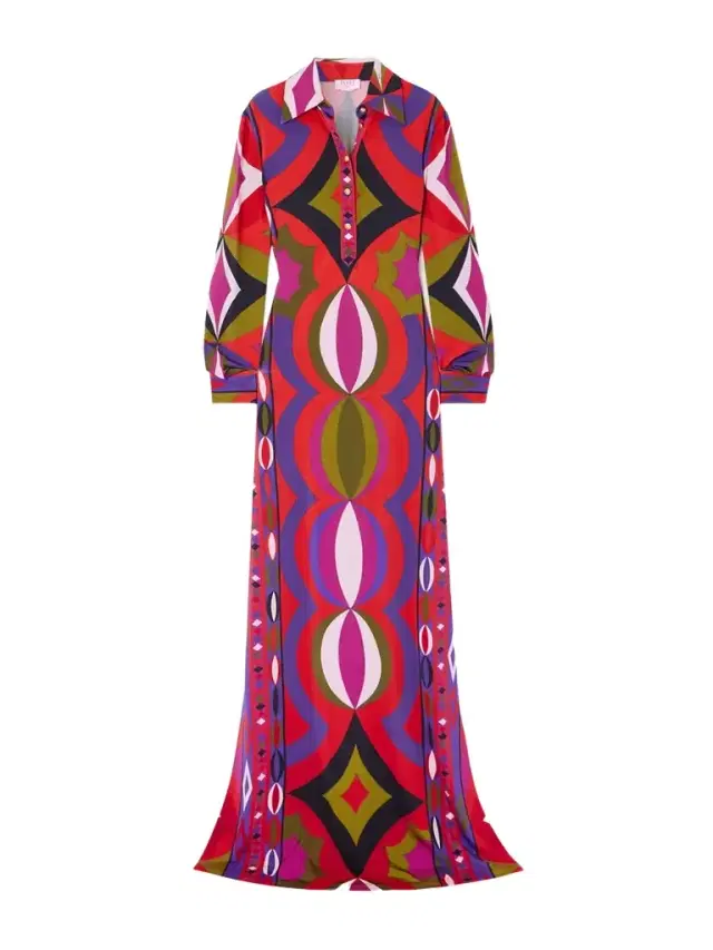 Printed Satin Maxi Dress