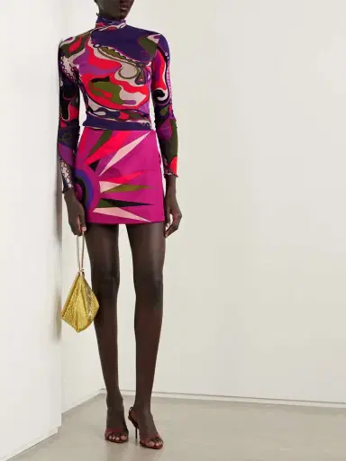 PUCCI Wrap-effect Printed Silk-twill Mini Skirt | Thumbnail 2