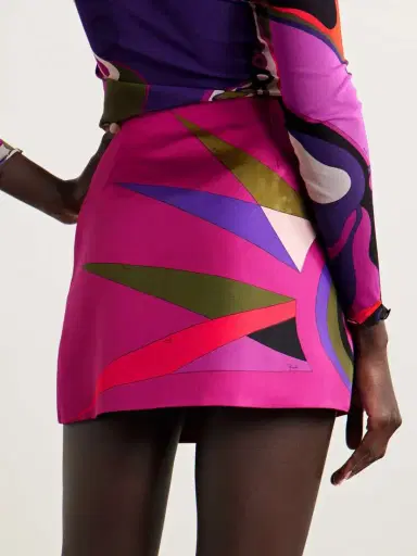 PUCCI Wrap-effect Printed Silk-twill Mini Skirt | Thumbnail 3