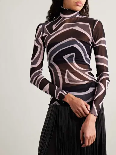 PUCCI Printed Tulle Turtleneck Top | Thumbnail 3 PUCCI Printed Tulle Turtleneck Top | Thumbnail 3