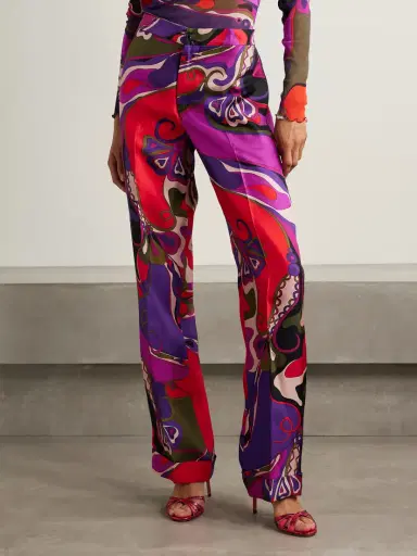 PUCCI Orchidee Printed Silk-twill Straight-leg Pants | Thumbnail 3 PUCCI Orchidee Printed Silk-twill Straight-leg Pants | Thumbnail 3