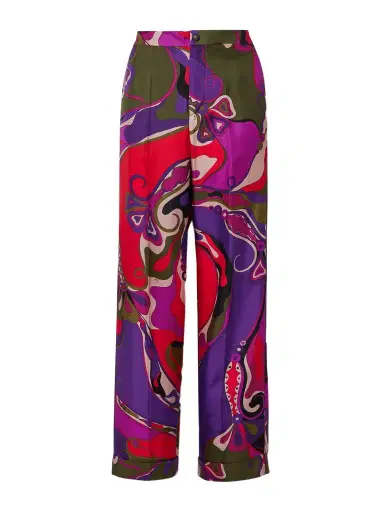 PUCCI Orchidee Printed Silk-twill Straight-leg Pants | Thumbnail 1 PUCCI Orchidee Printed Silk-twill Straight-leg Pants | Thumbnail 1
